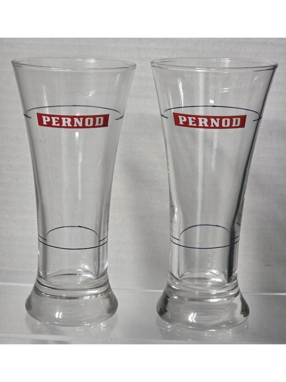 Vintage Pernod Pastis Glasses Set of 2 Barware France Pour Lines 5.9"